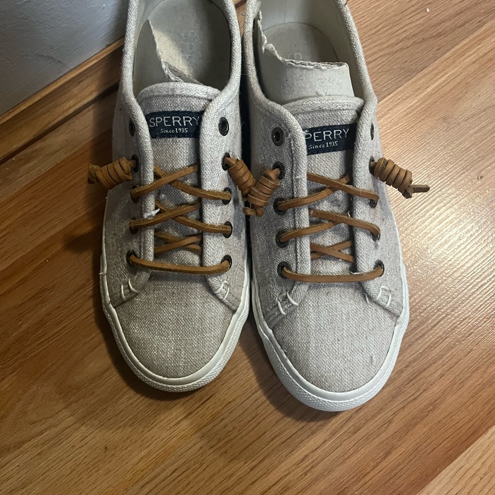 Sperry Canvas Sneakers with Tan Laces